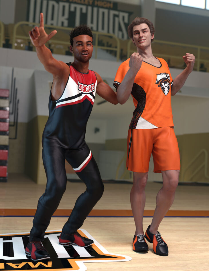 dForce Cheerleading Squad Outfit for Genesis 8 and 8.1 Males_DAZ3D下载站