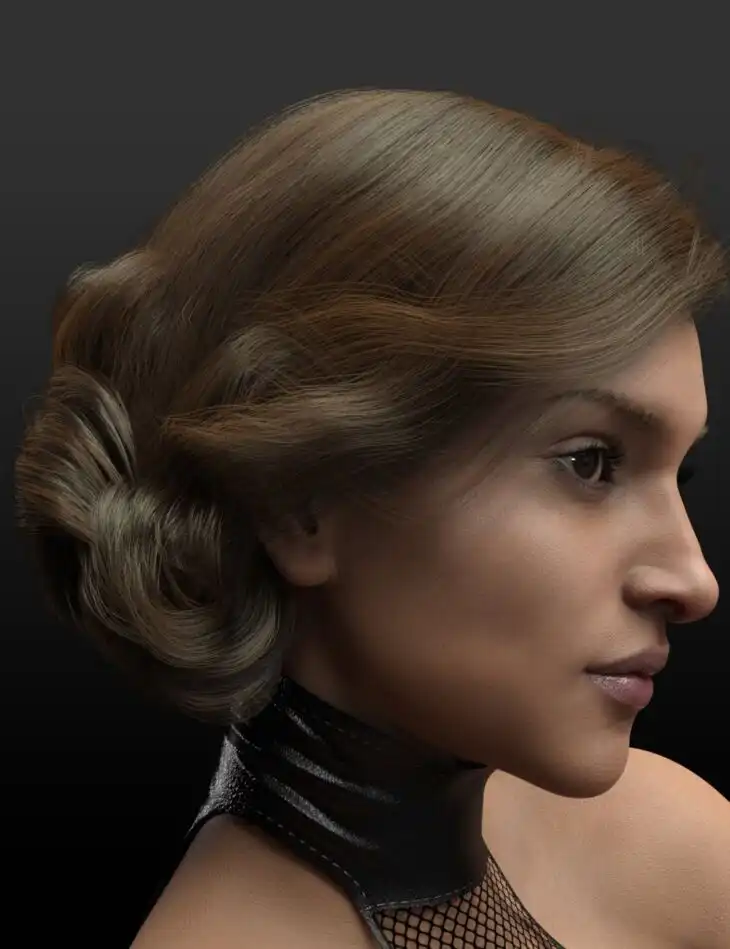 dForce Side Swept Updo Hair for Genesis 3 and 8 Female(s)_DAZ3DDL