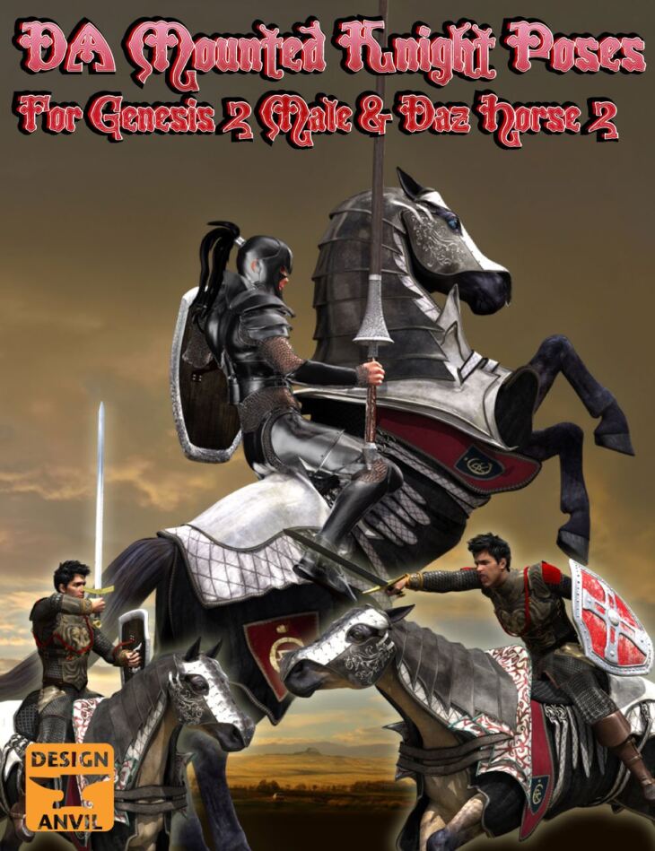 DA Mounted Knight Pose Set_DAZ3D下载站