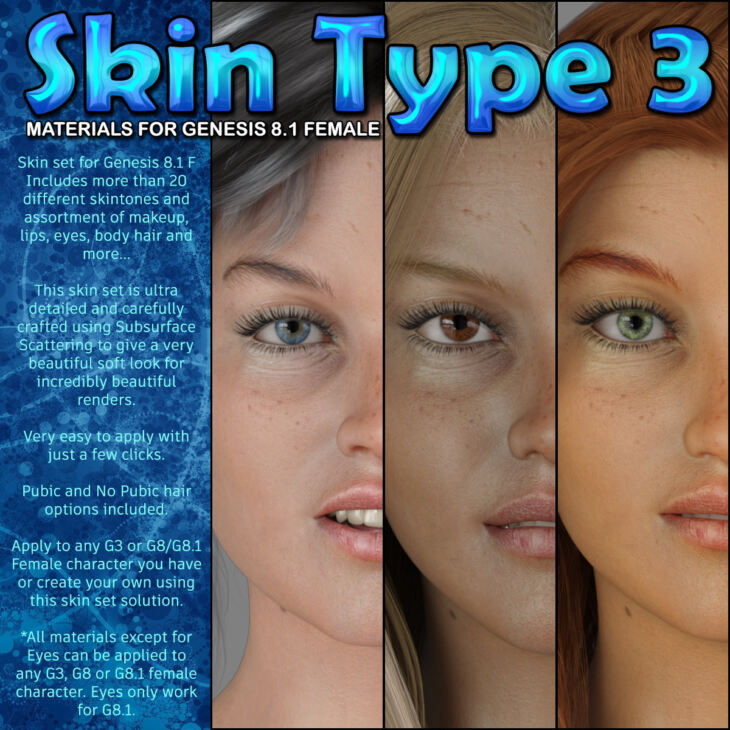 Exnem Skin Type 3 for Genesis 8.1 Female_DAZ3D下载站