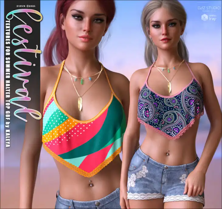 Festival Textures for Summer Halter Top G8F_DAZ3DDL
