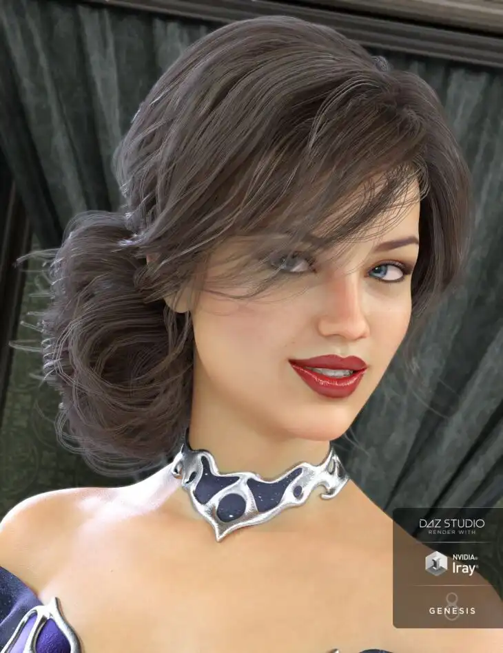 Messy Bun Hair for Genesis 3 and 8 Female(s)_DAZ3D下载站