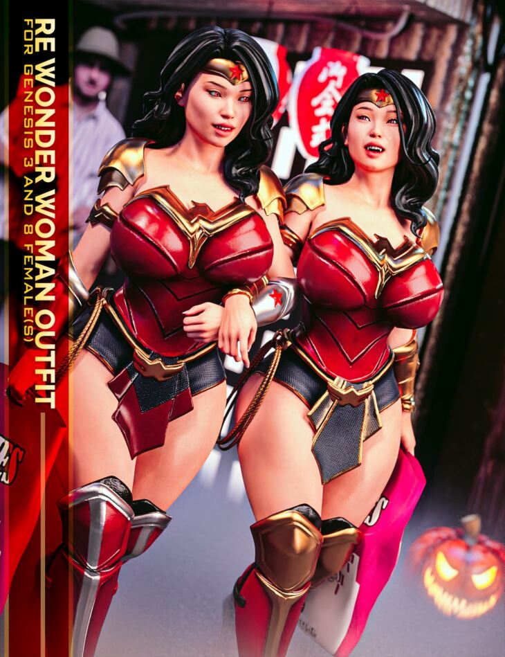 RE Wonder Woman Outfit For Genesis 3 and 8 Female(s)_DAZ3D下载站