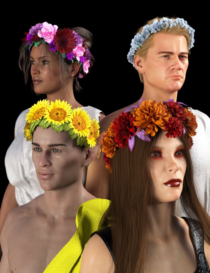 SY Flower Crowns for Genesis 8 and 8.1_DAZ3D下载站
