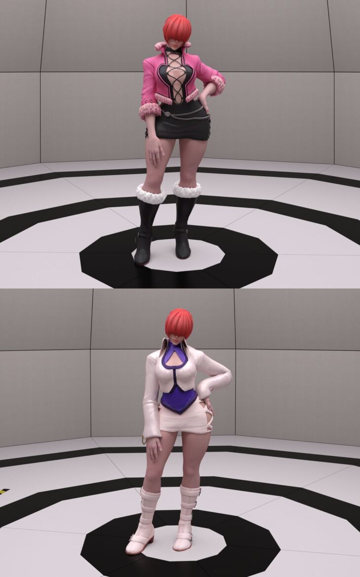 Shermie for G8F and G8.1F Plus Classic Outfit Addon_DAZ3D下载站