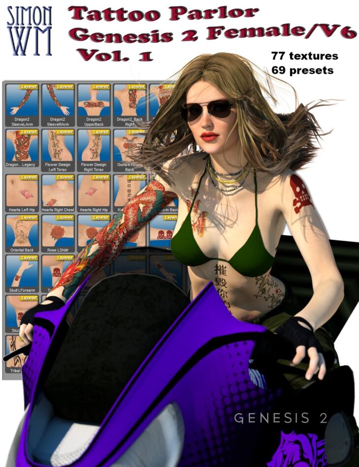 Tattoo Parlor Genesis 2 Female and V6 Vol. 1_DAZ3D下载站