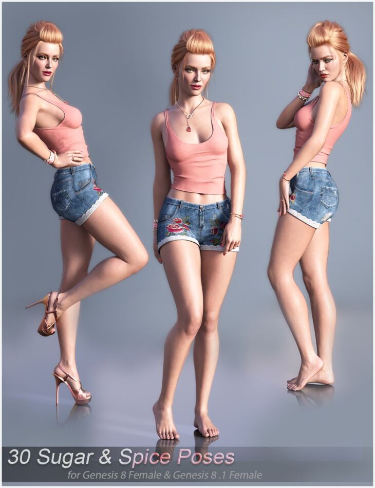 V Sugar and Spice Poses for Genesis 8 and 8.1 Female_DAZ3D下载站