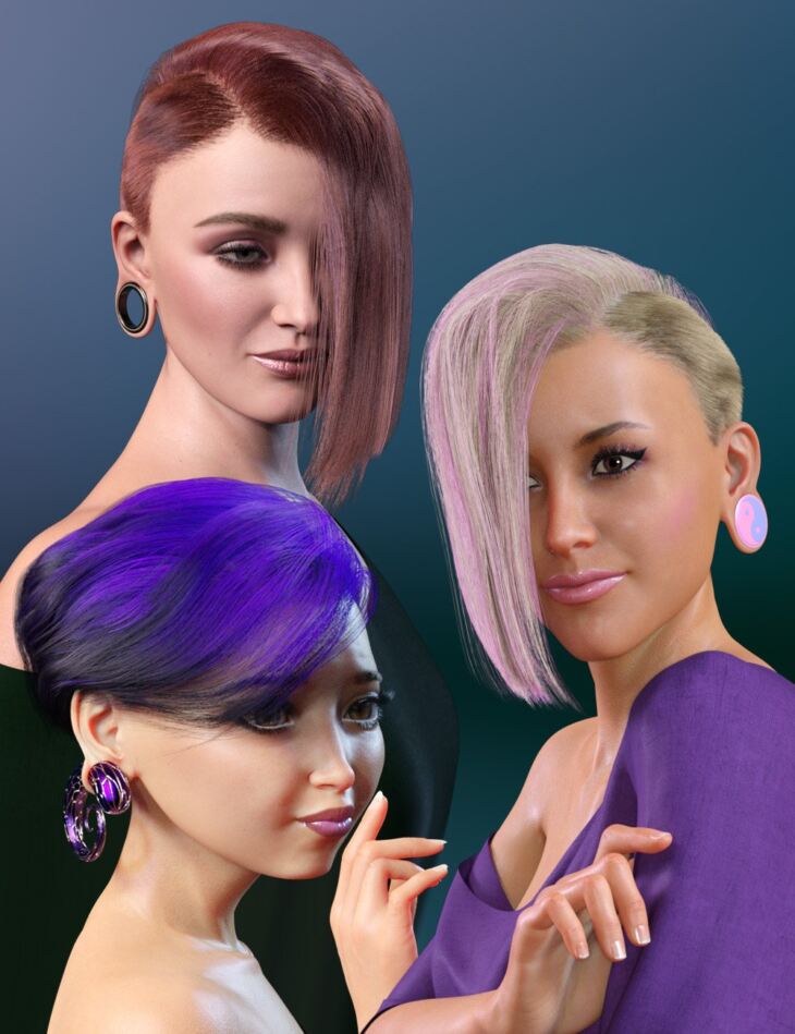 WD Salon: Asymmetrical Wedge Cut dForce Hair for Genesis 8.1 Female_DAZ3D下载站