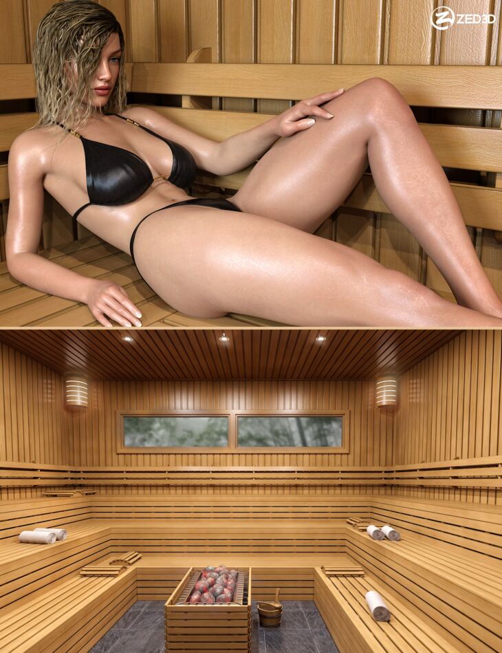 Z Sauna Retreat and Poses for Genesis 8 and 8.1_DAZ3D下载站