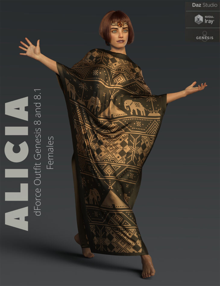 dForce Alicia Outfit for Genesis 8 & 8.1 Females_DAZ3D下载站