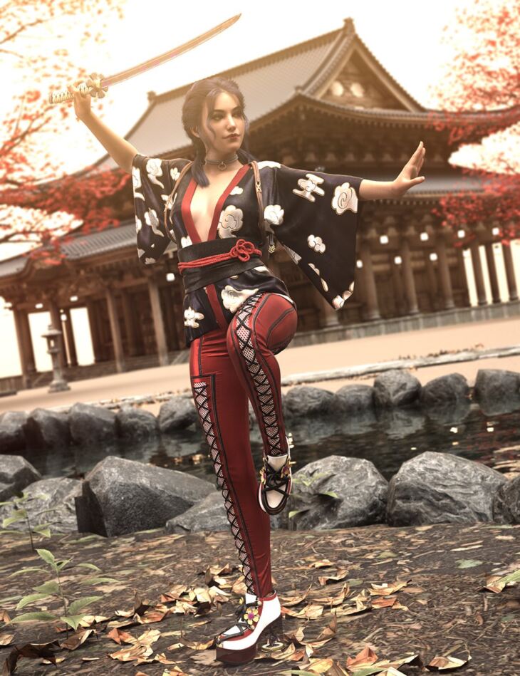 dForce Doku Sakura HD Outfit for Genesis 8 and 8.1 Females_DAZ3D下载站