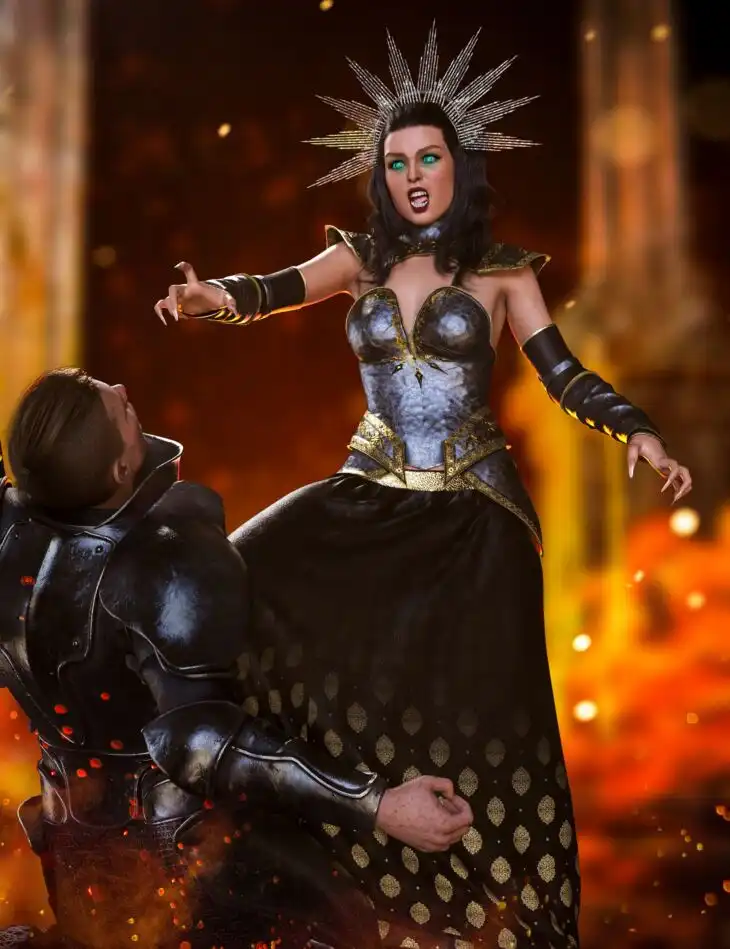 dForce Elena Dark Queen Outfit for Genesis 8 and 8.1 Females Bundle_DAZ3D下载站