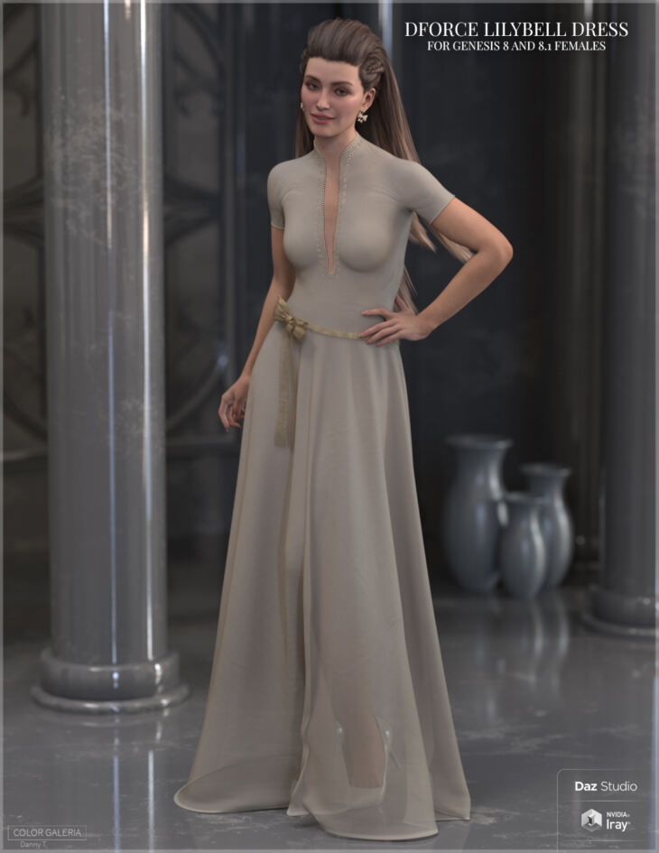 dForce -Lilybell Dress for Genesis 8 and 8.1 Females_DAZ3D下载站
