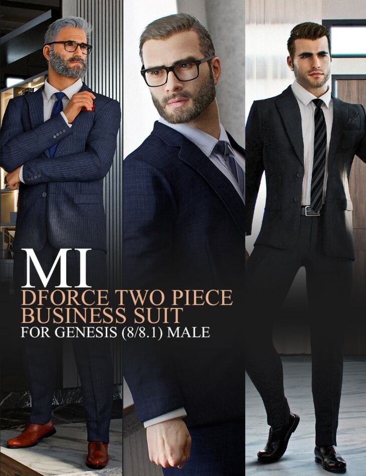 dForce MI Two-Piece Business Suit for Genesis 8 and 8.1 Males_DAZ3D下载站