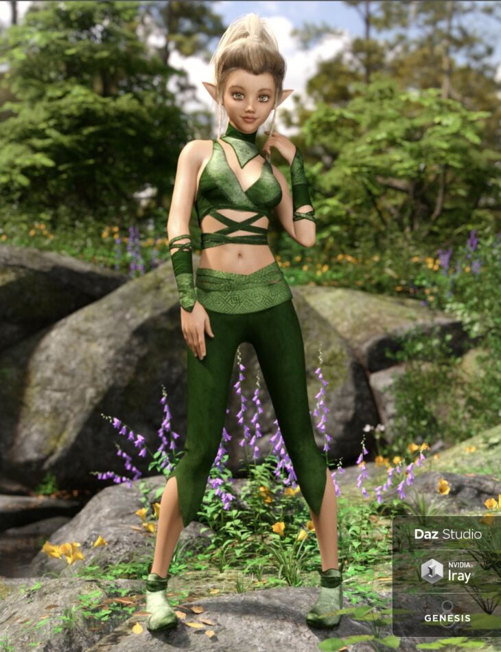 dForce Nimble Elf Outfit for Genesis 8 Female(s)_DAZ3D下载站
