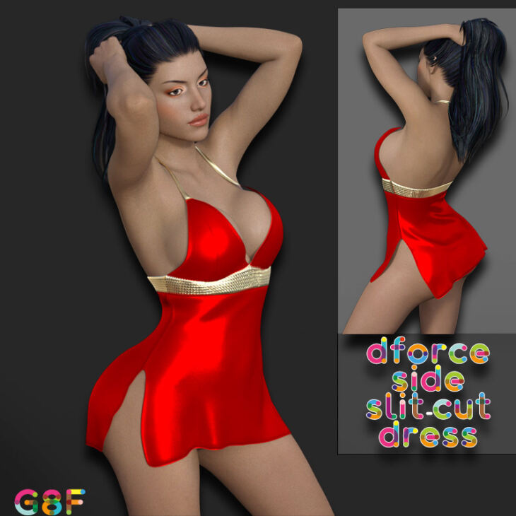 dForce Side Slit-Cut Dress G3F & G8F_DAZ3DDL