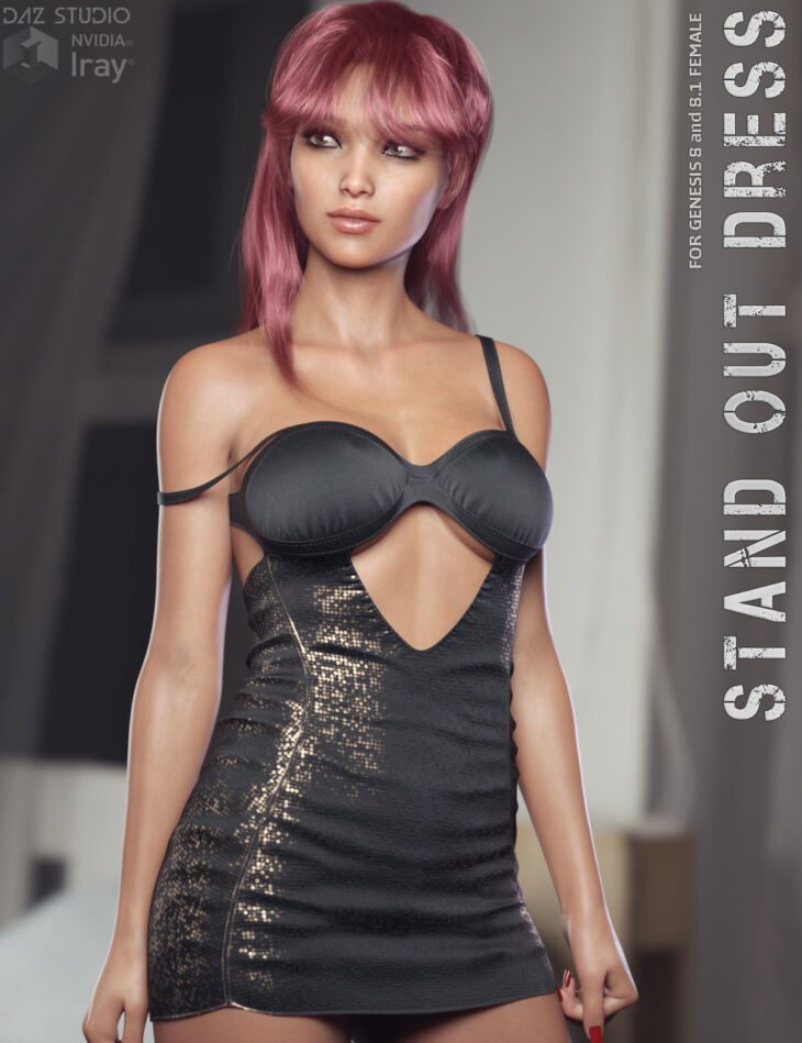 dForce Stand Out Dress for Genesis 8 and 8.1 Female_DAZ3D下载站