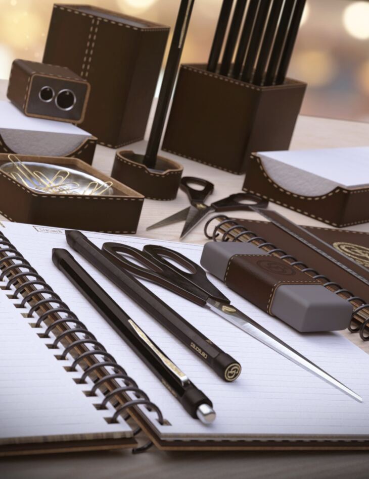 Luxury Office Stationery Props and Poses_DAZ3D下载站