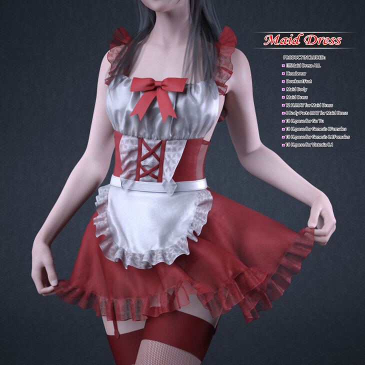 dForce Maid Dress and pose for Genesis 8 and 8.1 Females_DAZ3D下载站