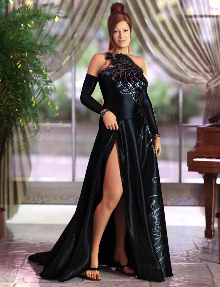 dForce Night Dress Outfit for Genesis 8.1 Females_DAZ3D下载站