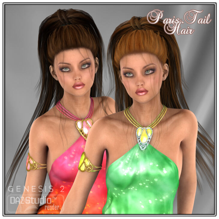 Paris Tail Hair for V4 and G2_DAZ3DDL