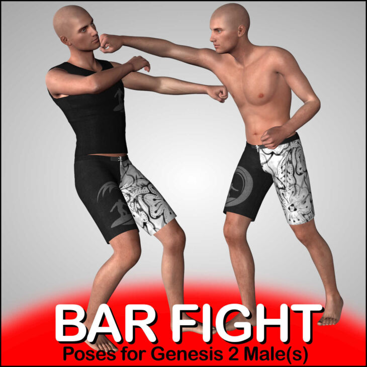 BAR FIGHT Poses for Genesis 2 Male(s)_DAZ3D下载站