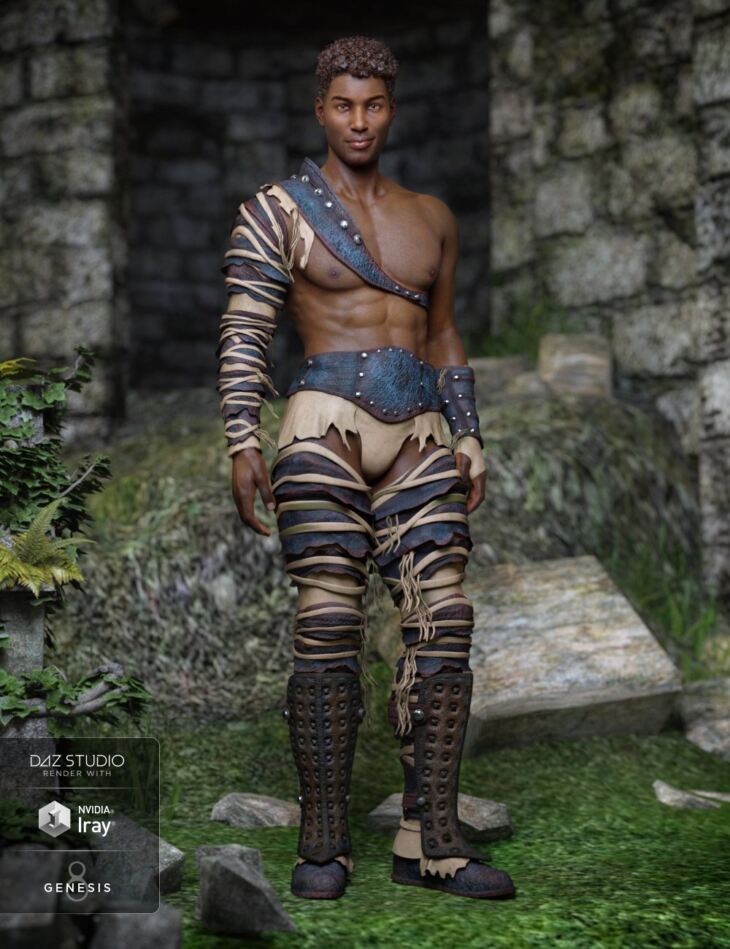 Badlands Gladiator Outfit for Genesis 8 Male(s)_DAZ3D下载站