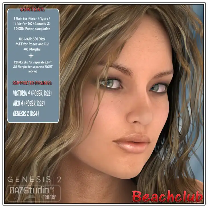 Beachclub Hair for V4 and G2_DAZ3DDL