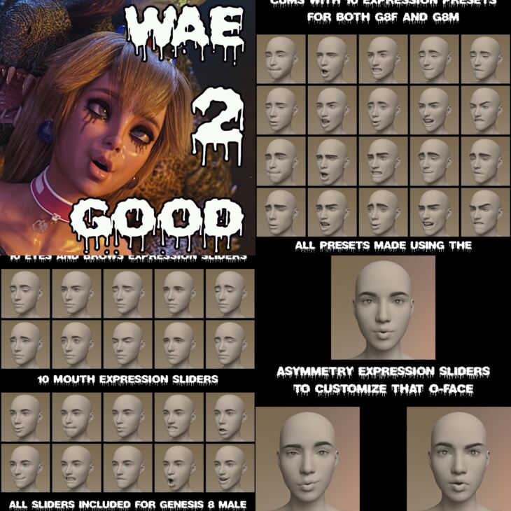 Expressions – WAE 2 Good For G8F And G8M_DAZ3D下载站