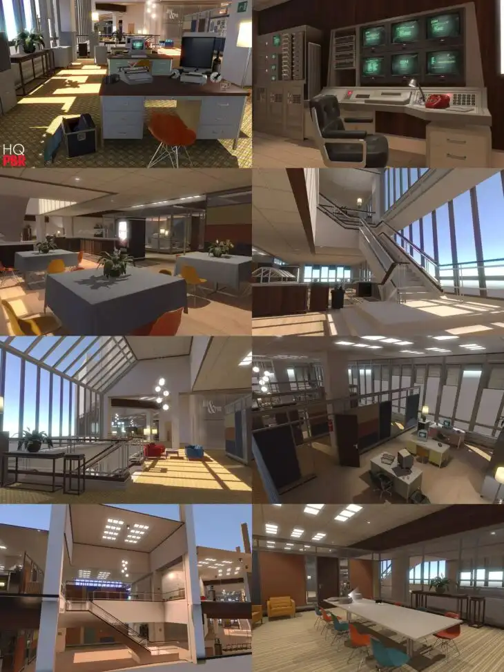 HQ PBR Retro Office Environment_DAZ3D下载站