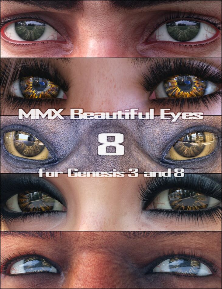 MMX Beautiful Eyes 8 for Genesis 3, 8, and 8.1_DAZ3D下载站