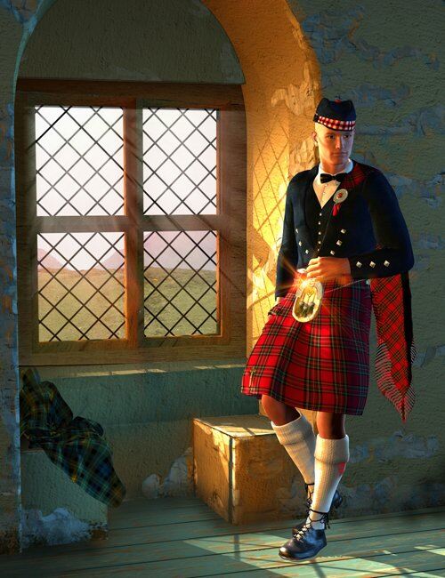 Scottish Kilts – Prince Charlie Outfit_DAZ3D下载站