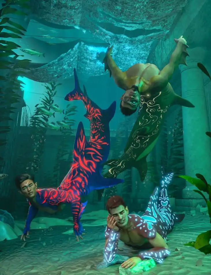 Shark Tail Reimagined Texture Add-on for Genesis 8 Males_DAZ3D下载站