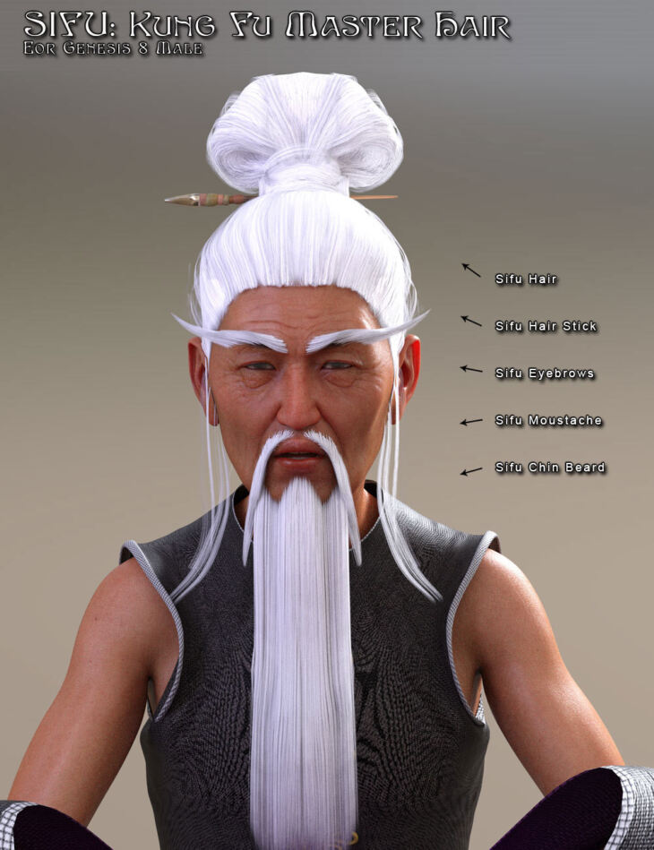 Sifu: Kung Fu Master Hair for G8M_DAZ3DDL