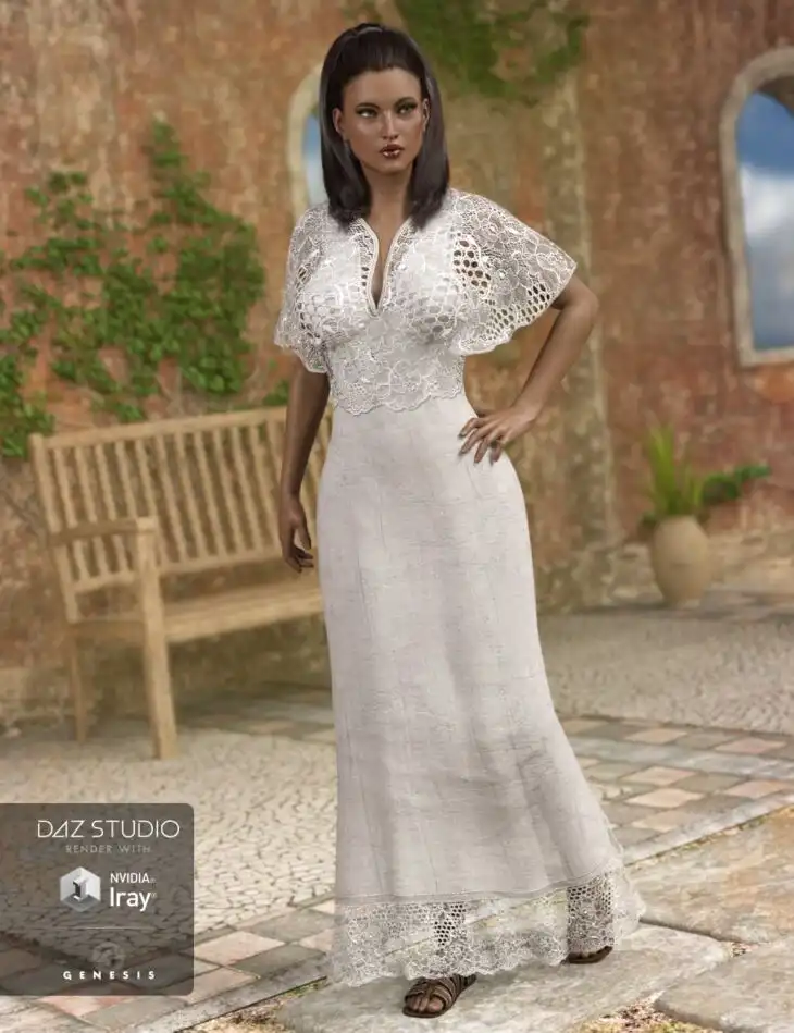 Summer Maxi Dress for Genesis 3 Female(s)_DAZ3D下载站
