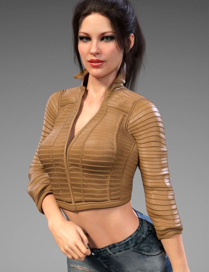 X-Fashion 4 in 1 Leather Jacket for Genesis 8 Female(s)_DAZ3D下载站