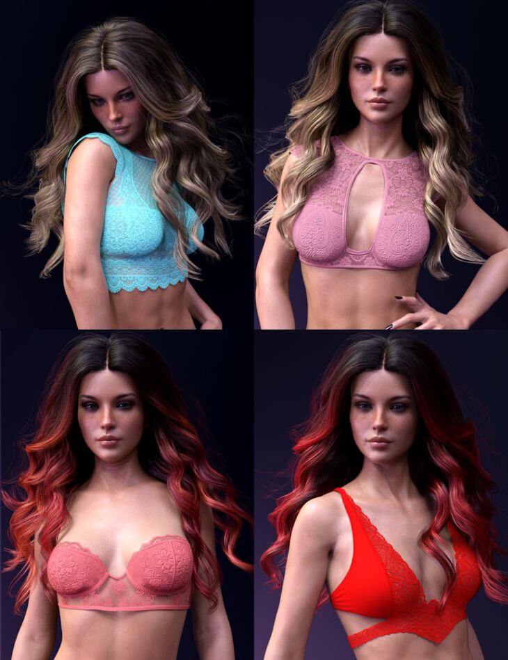 X-Fashion Lace Tops Set for Genesis 8 and 8.1 Females_DAZ3DDL