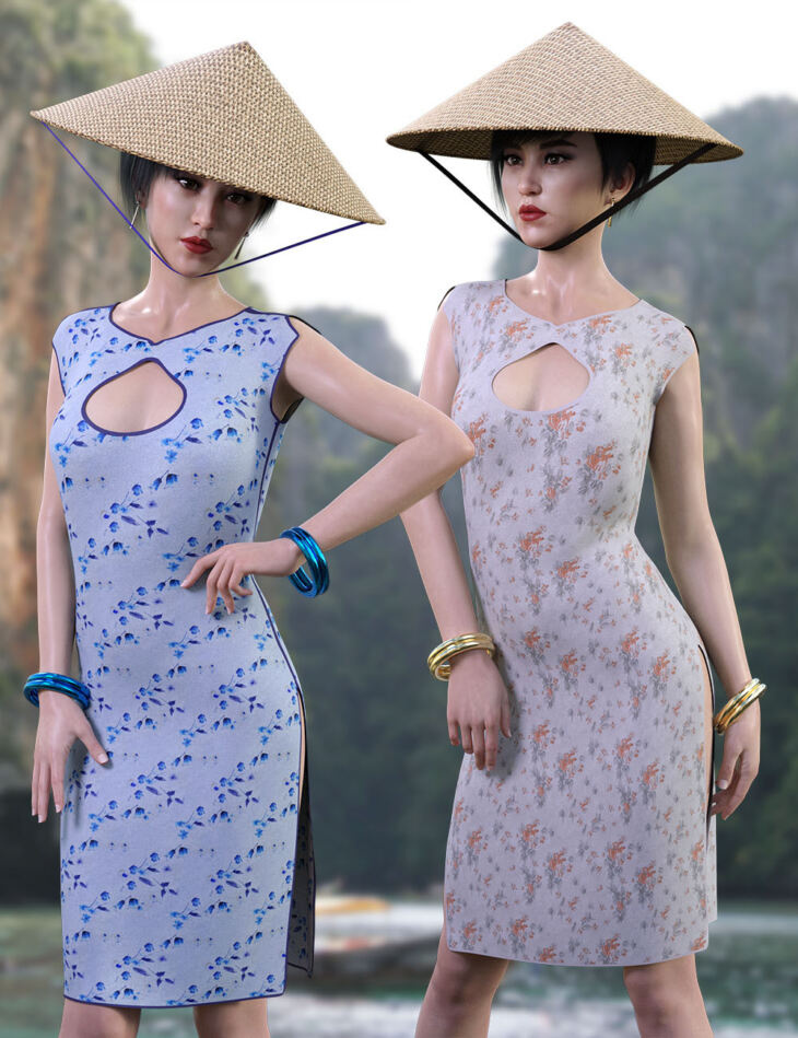 dForce Far East Dress and Props for Genesis 8 Female_DAZ3D下载站