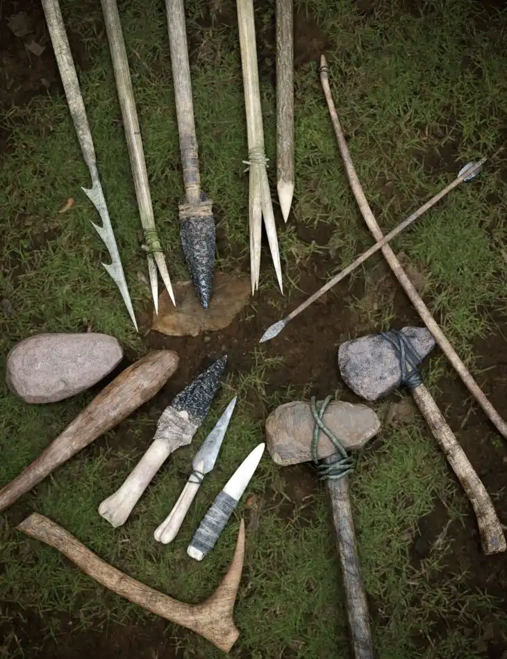 BW Primitive Weapons Bundle for Genesis 8 and 8.1_DAZ3DDL