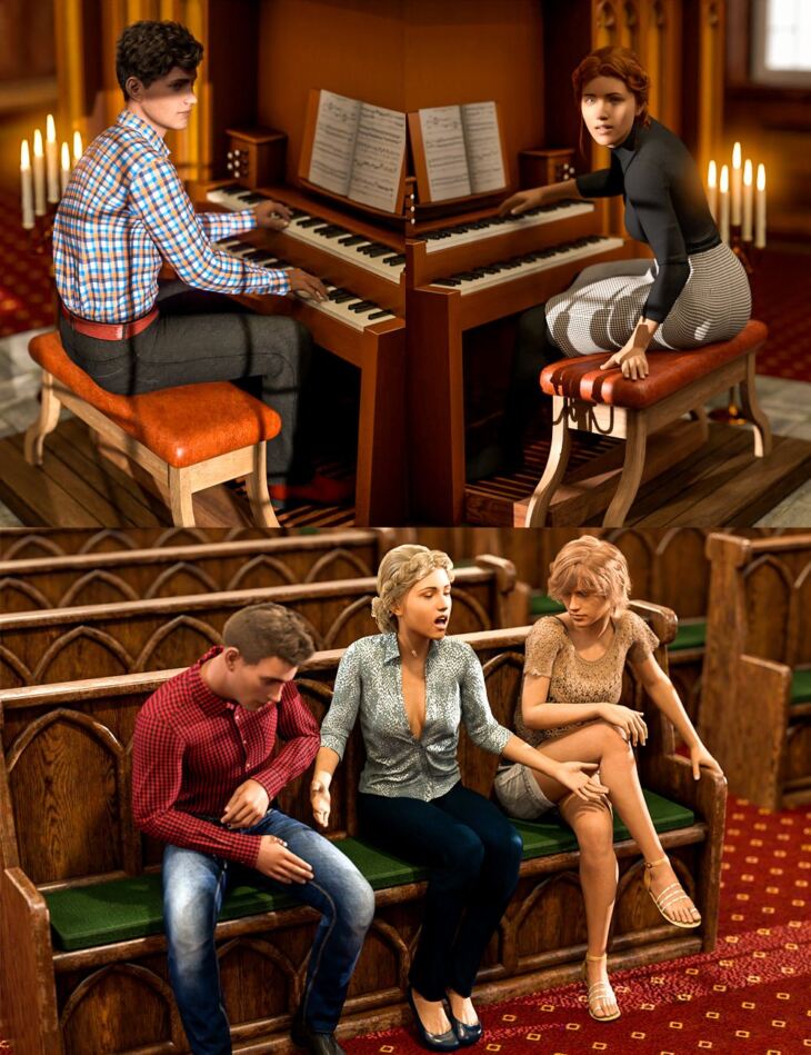 Pipe Organ Poses for Genesis 8 Male and Female_DAZ3DDL