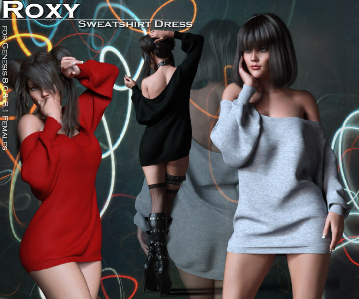 Roxy Sweatshirt Dress for G8 and G8.1 Females_DAZ3D下载站