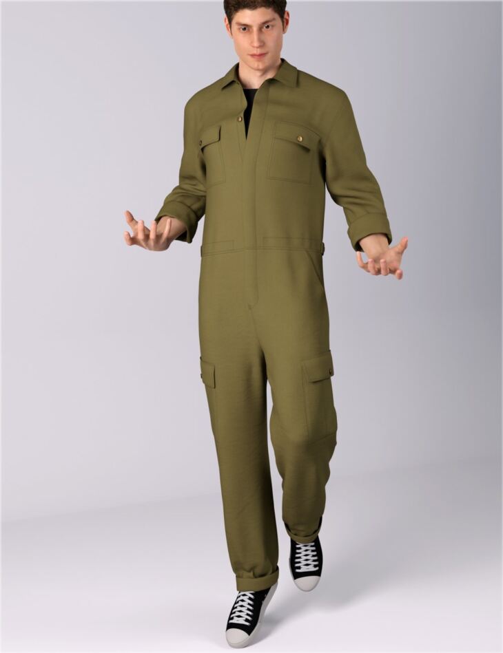 dForce HnC Loose Jumpsuit Outfit for Genesis 8.1 Males_DAZ3D下载站