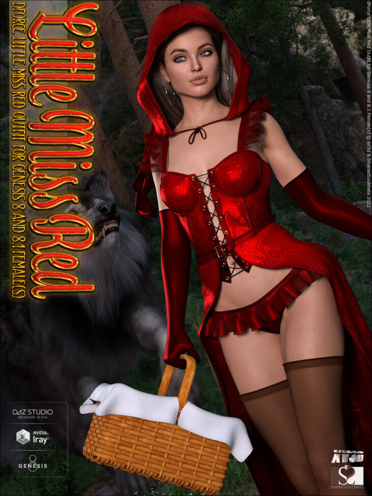 dForce Little Miss Red Outfit for Genesis 8 and 8.1 Females_DAZ3DDL