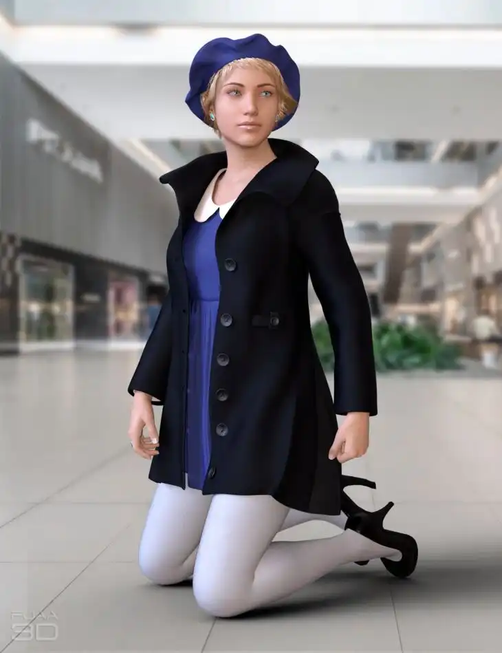 dForce Winter Full Dress for Genesis 8.1 Females_DAZ3D下载站