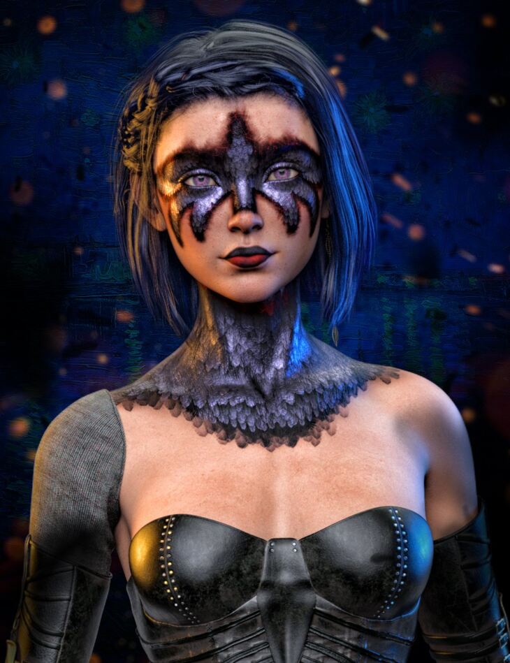 FPE Crow Geoshell Makeup for Genesis 8.1 Female_DAZ3D下载站
