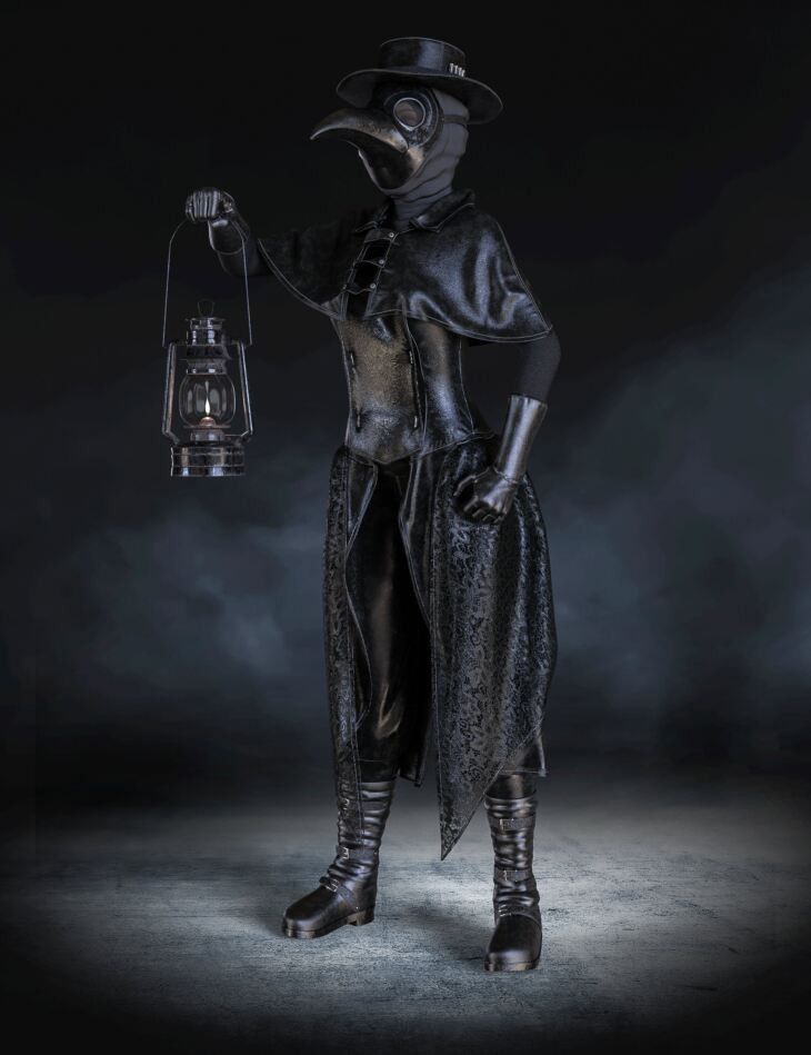 Halloween Plague Doctor Outfit for Genesis 8 and 8.1 Females_DAZ3DDL