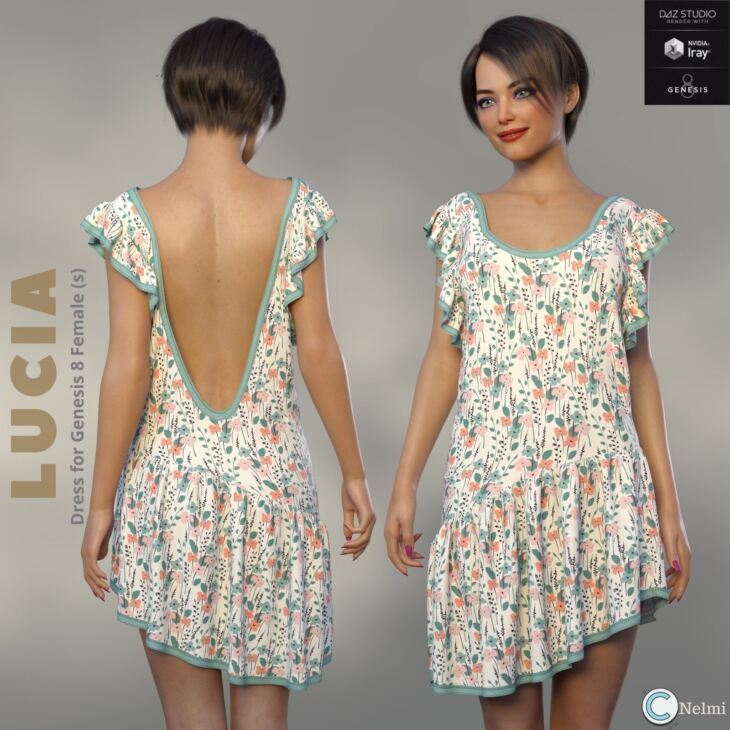 Lucia Dress Genesis 8 Female(s)_DAZ3DDL