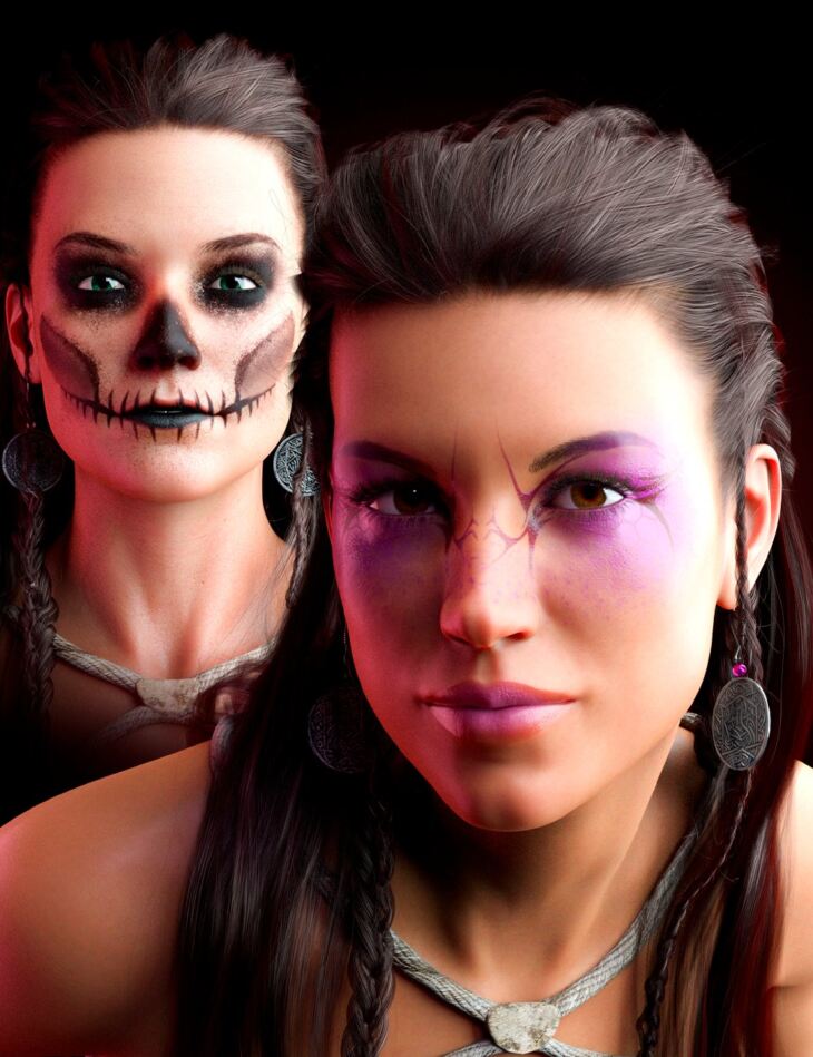 M3D Fantasy Makeup Geoshell and Earrings for Genesis 8 and 8.1 Females_DAZ3DDL
