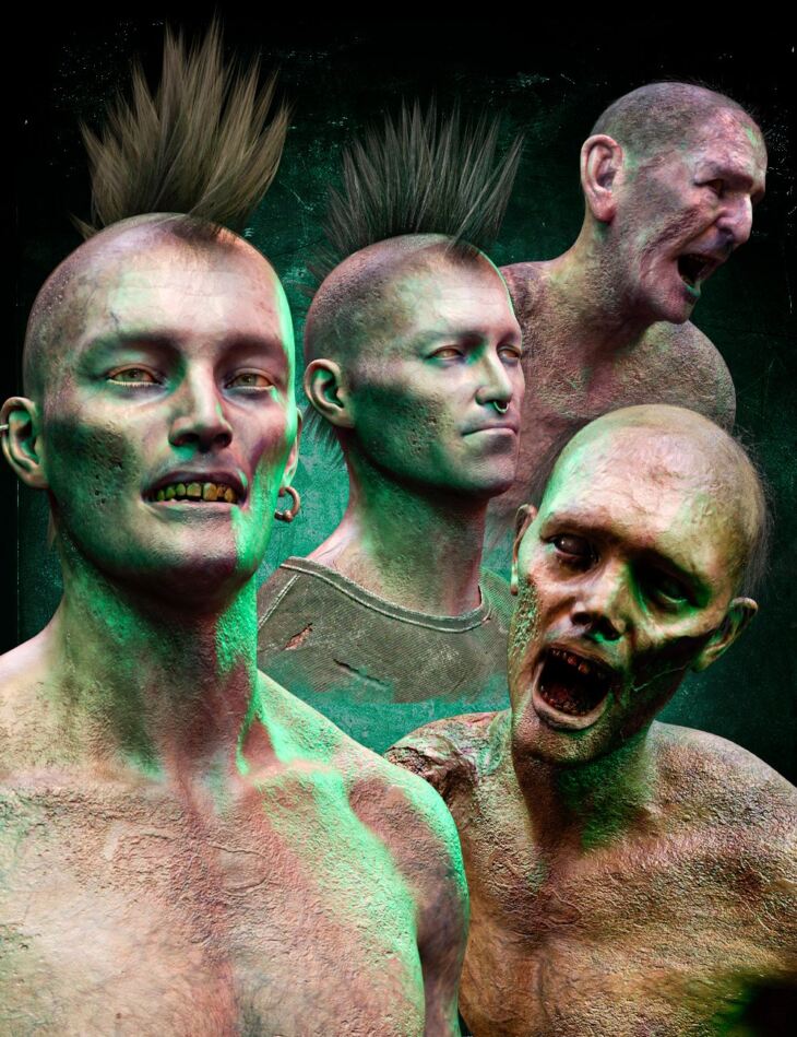 M3DZ Zombie Hair Set for Genesis 8 and 8.1 Males_DAZ3D下载站