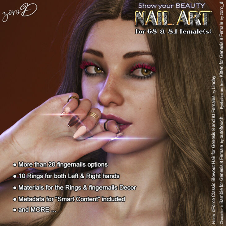 Nail Art for Genesis 8 and 8.1 Female(s)_DAZ3D下载站